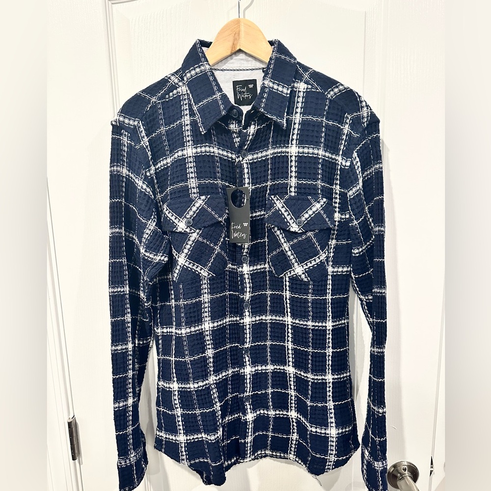 Women’s Fried Waters Blue & White Full Buttoned Shirt with Two Front Pockets